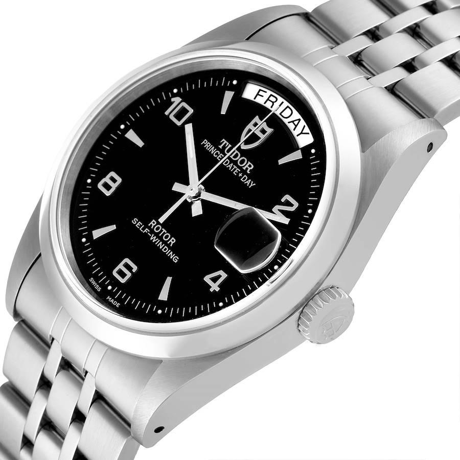 Tudor Prince Day Date Stahl-Herrenuhr 76200 mit schwarzem Zifferblatt 2
