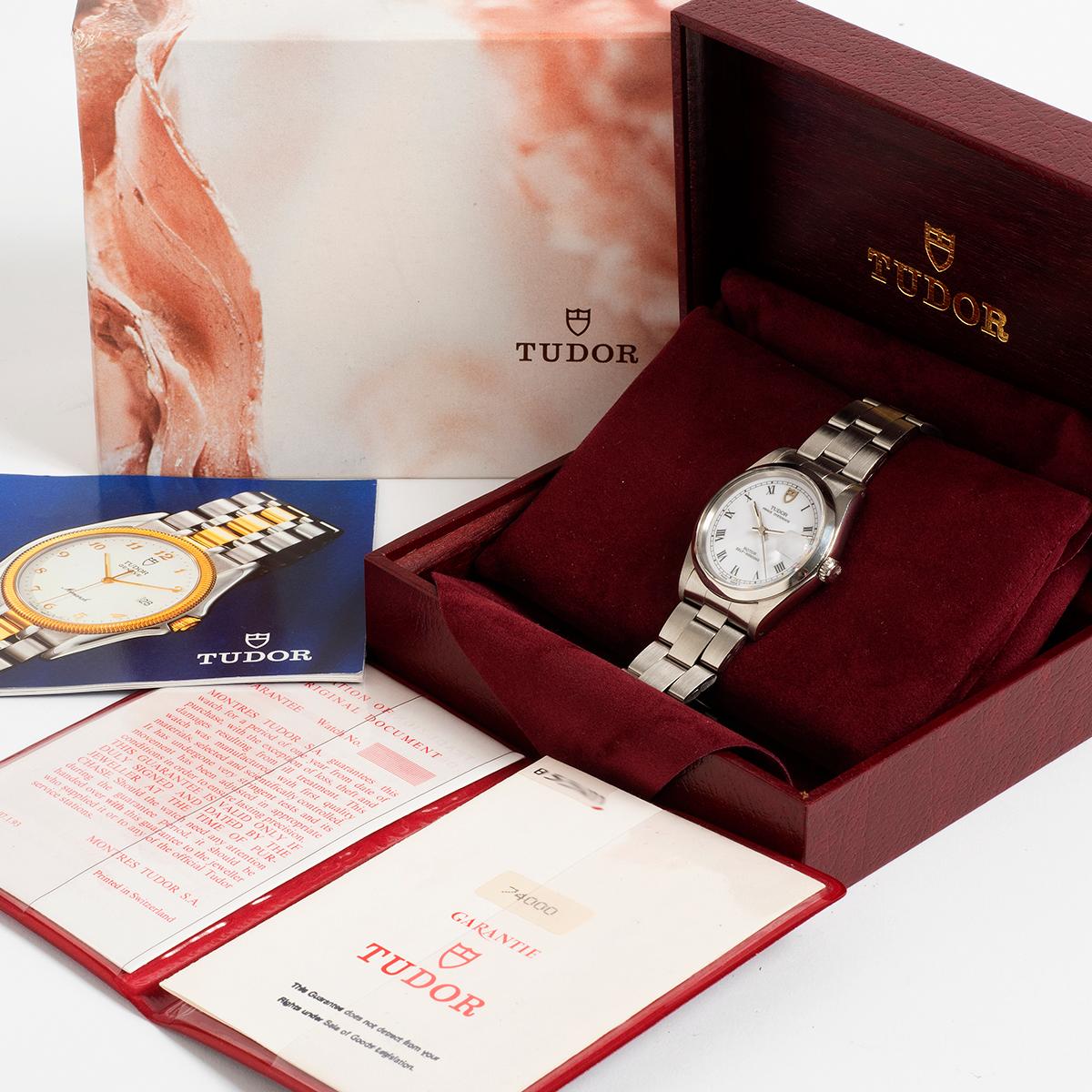Tudor Prince Oysterdate 74000. Desirable White Dial, Box & Papers. 1993. For Sale 1