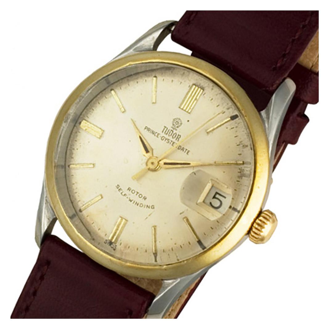 Tudor Prince Uhr, Edelstahl, 18k Gelbgold, zweiteiliges Gehäuse mit Schnalle Herren