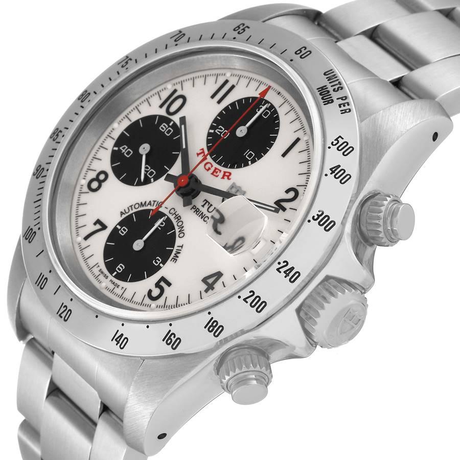 Men's Tudor Prince White Dial Chronograph Steel Mens Watch 79280 Box Papers