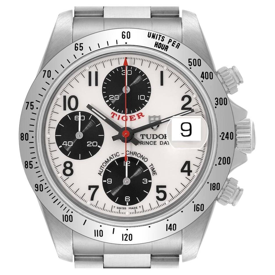 Tudor Prince White Dial Chronograph Steel Mens Watch 79280 Box Papers