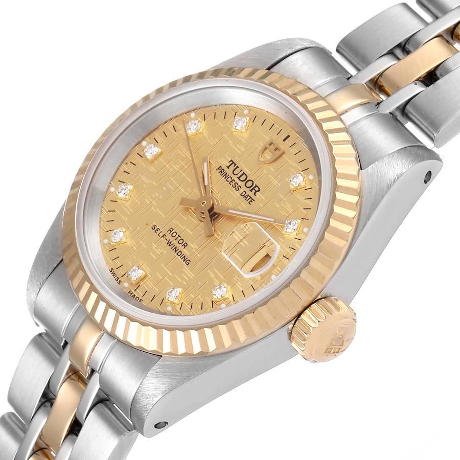 Tudor Princess Date Steel Yellow Gold Diamond Ladies Watch 225033 Papers For Sale 1