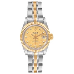 Tudor Princess Date Steel Yellow Gold Diamond Ladies Watch 225033 Papers