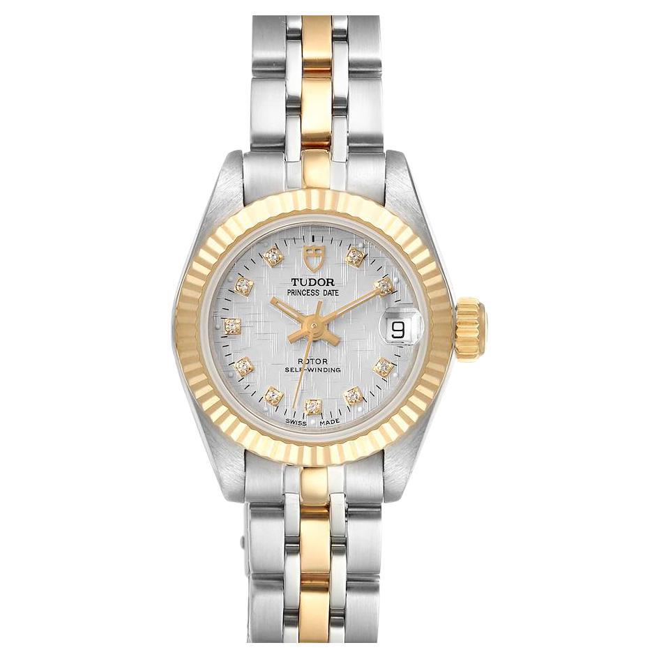 Tudor Princess Date Steel Yellow Gold Silver Diamond Dial Watch 92513