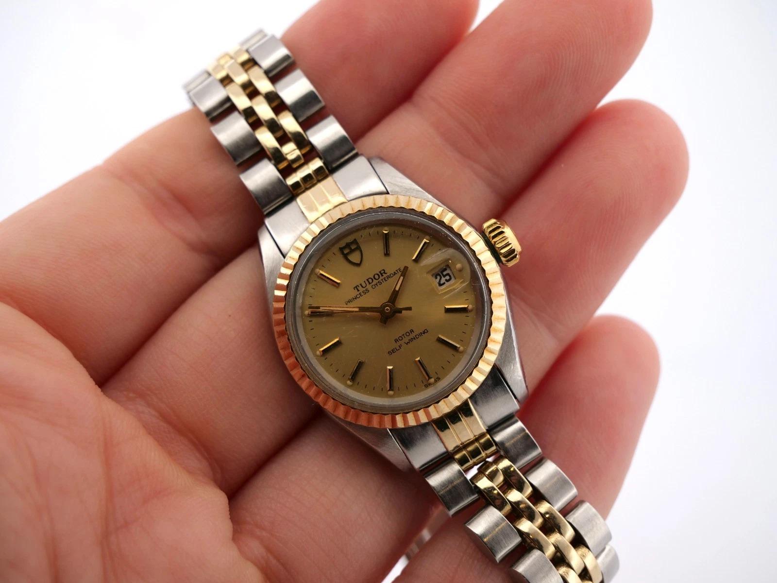 Reloj Tudor Princess Oysterdate 92413 26mm Auto Esfera Champán Bicolor en venta 1