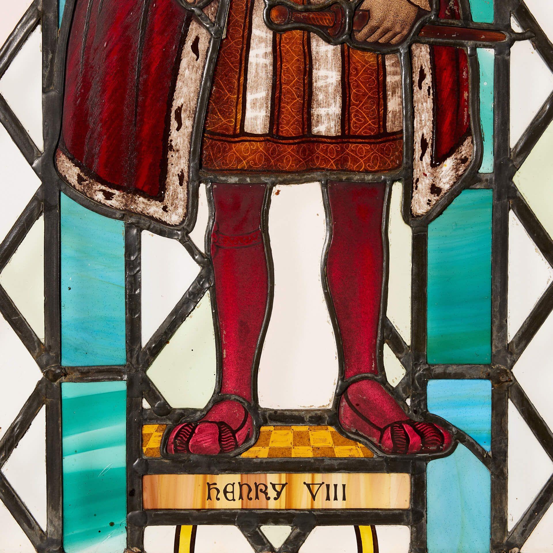 Tudor Revival Henry VIII Stained Glass Window In Fair Condition In Wormelow, Herefordshire