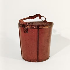 Tudor Revival. Leather basket by Valenti, Spain, 1940s