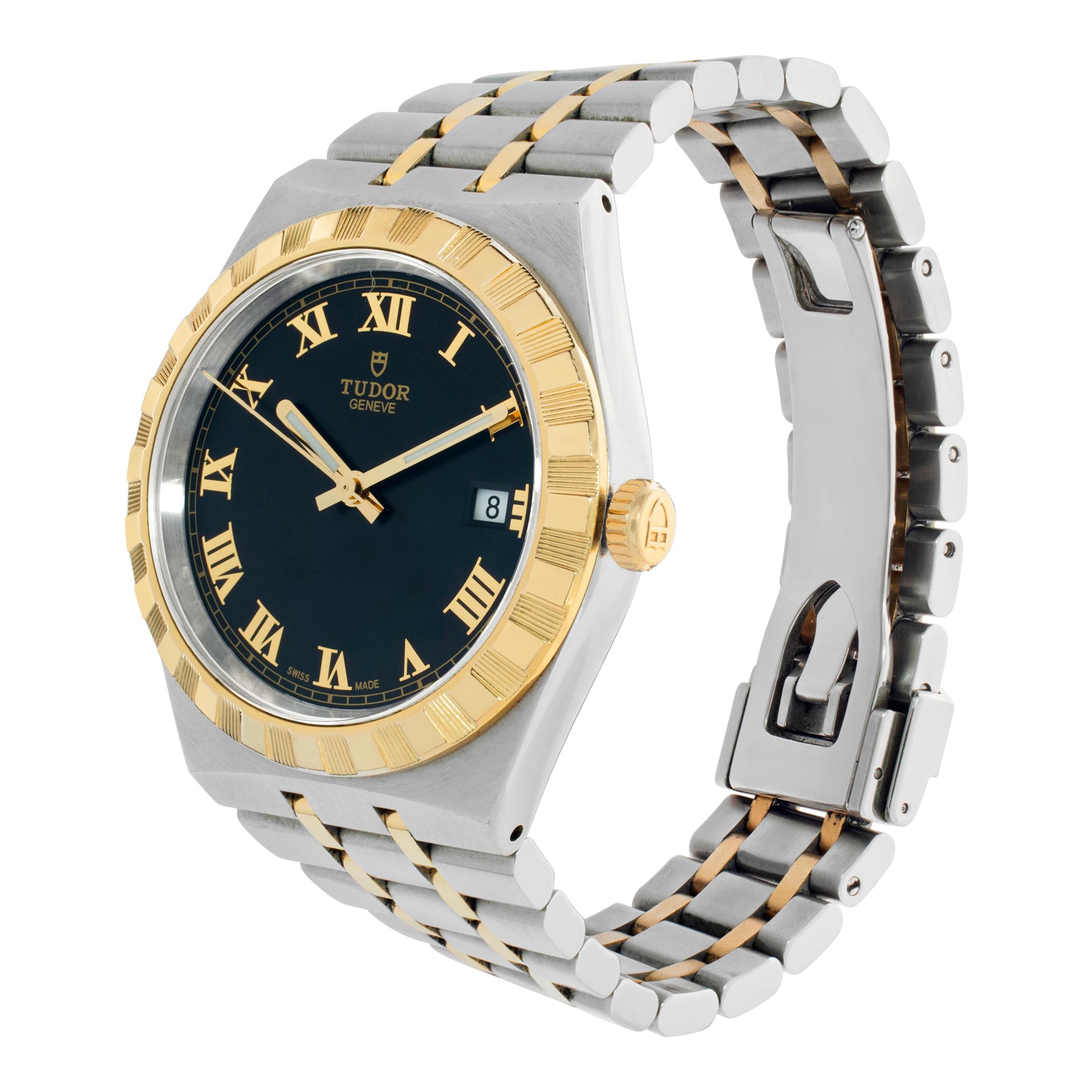 Tudor Royal in 18k yellow gold and stainless steel. Auto w/ sweep seconds and date. 38 mm case size. Ref m28503. Fine Pre-owned Tudor Watch.

 Certified preowned Sport Tudor Royal m28503 watch is made out of Stainless steel on a Gold & Stainless