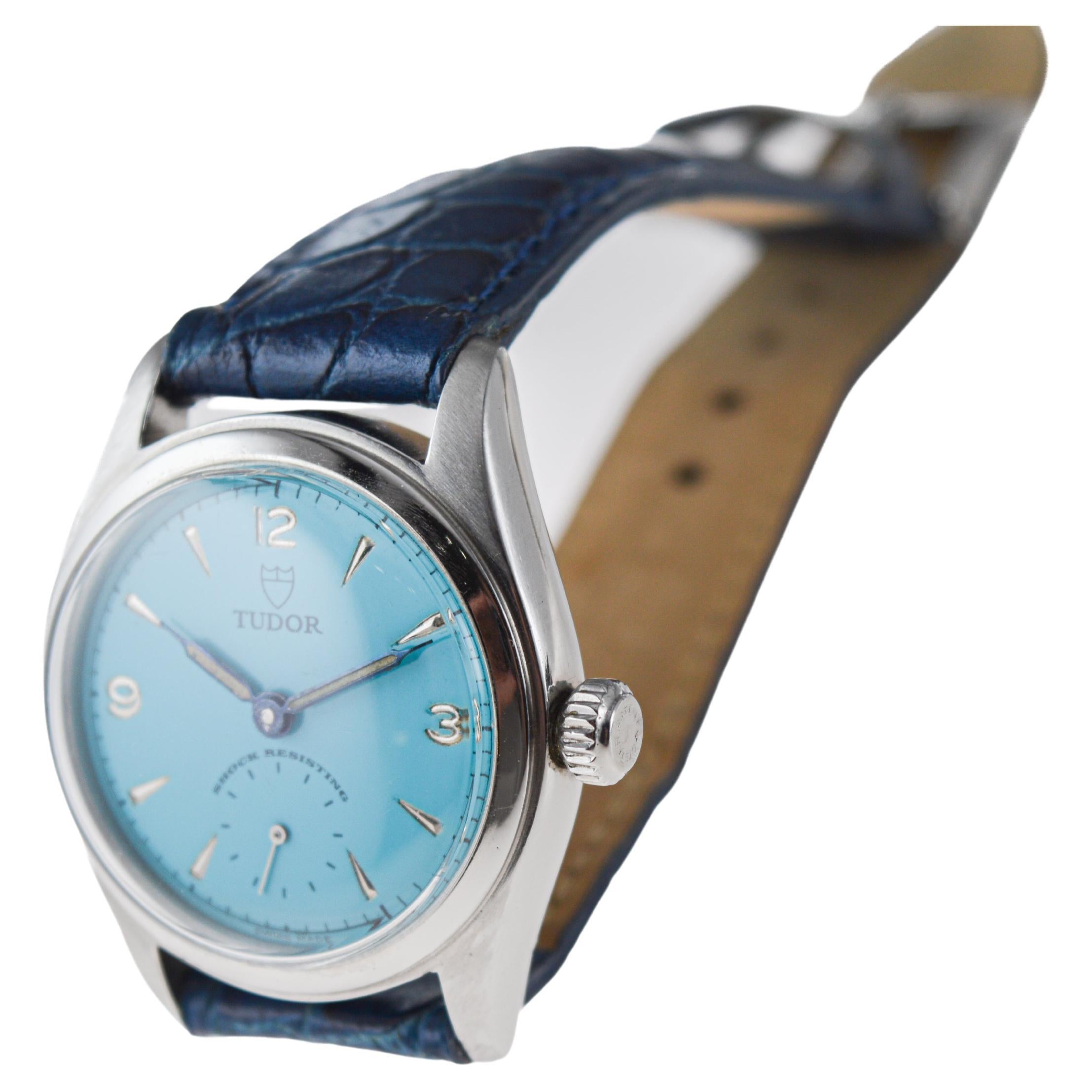 Tudor in acciaio inossidabile del 1956 con finitura personalizzata sul quadrante originale in vendita 5