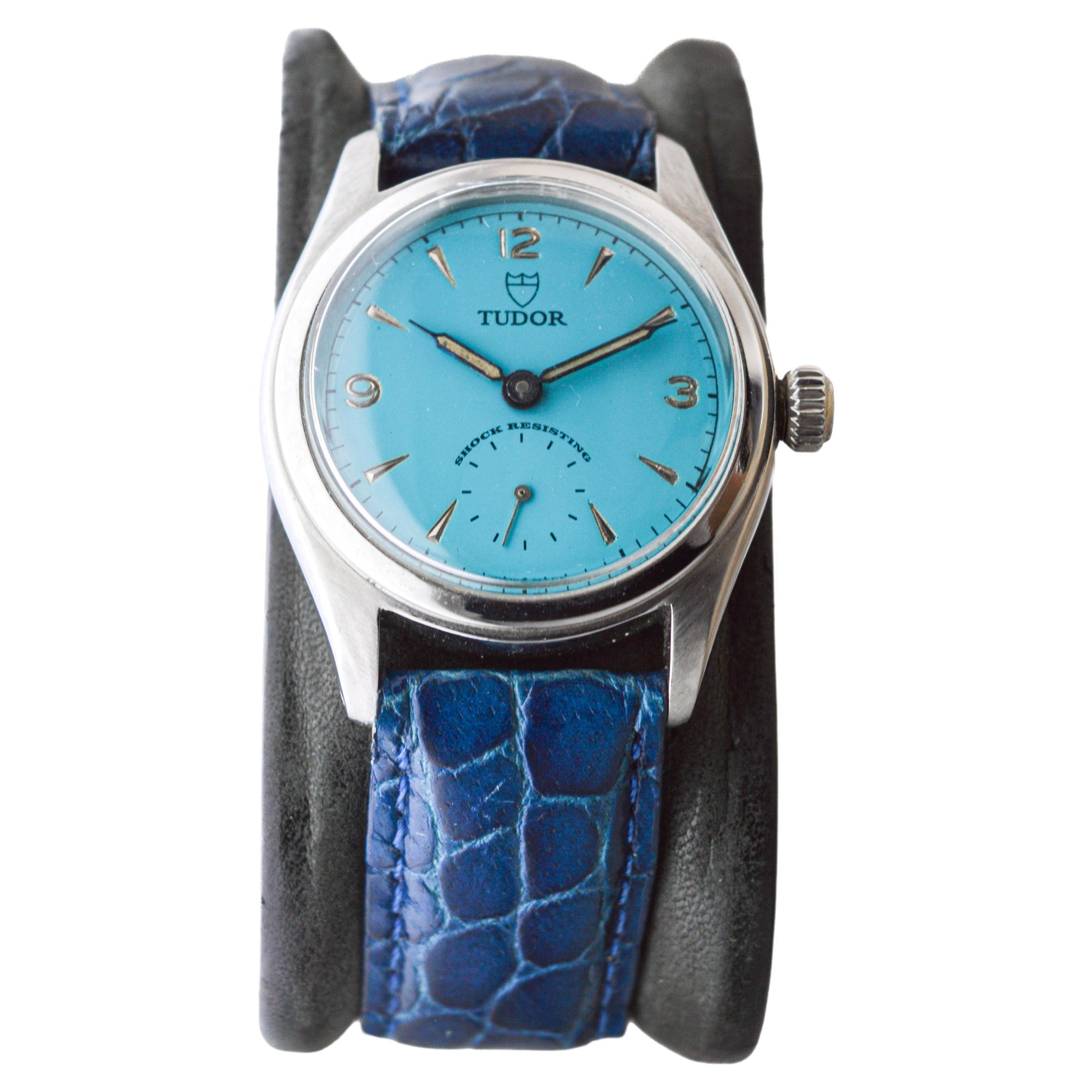 Tudor in acciaio inossidabile del 1956 con finitura personalizzata sul quadrante originale In condizioni ottime in vendita a Long Beach, CA