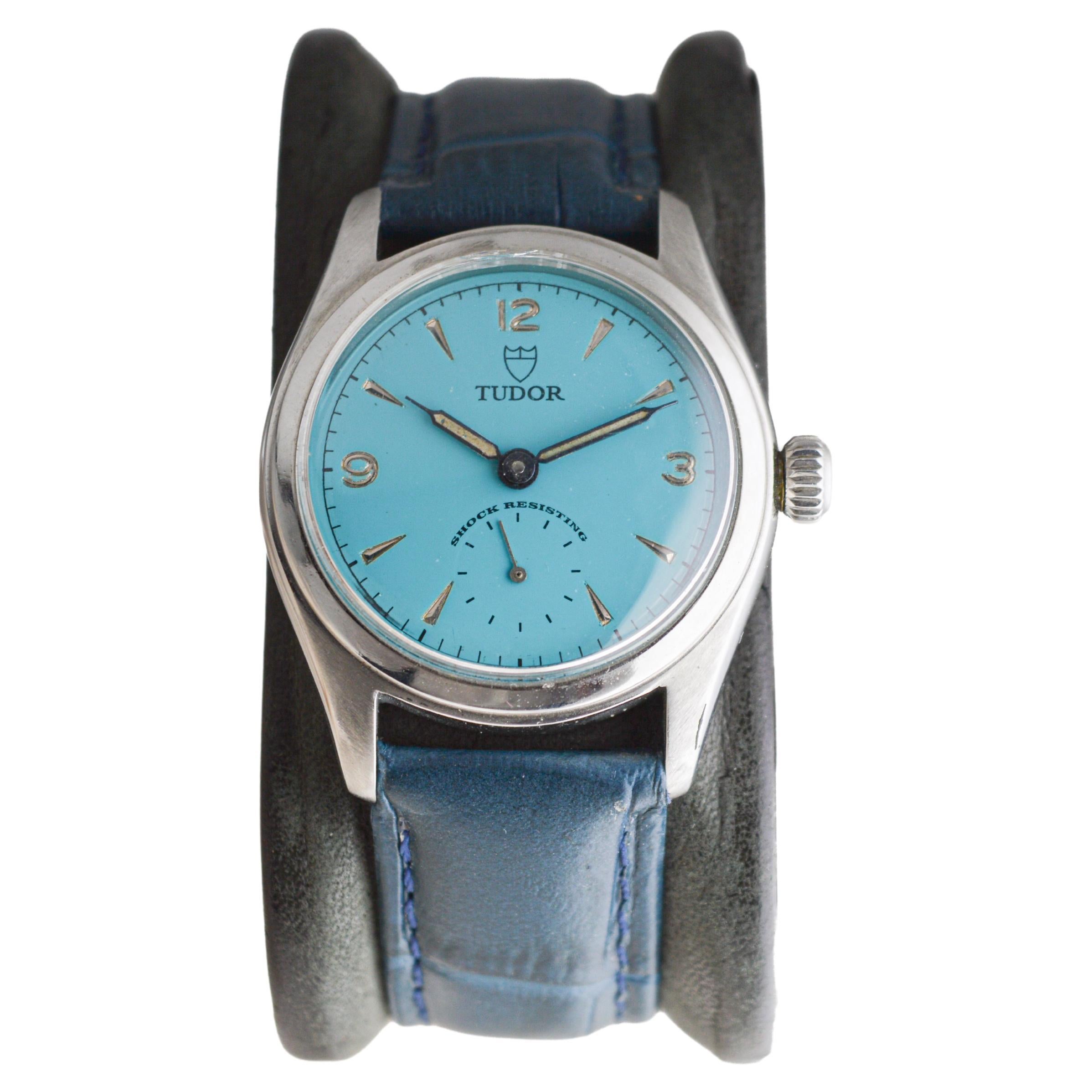Tudor in acciaio inossidabile del 1956 con finitura personalizzata sul quadrante originale In condizioni ottime in vendita a Long Beach, CA