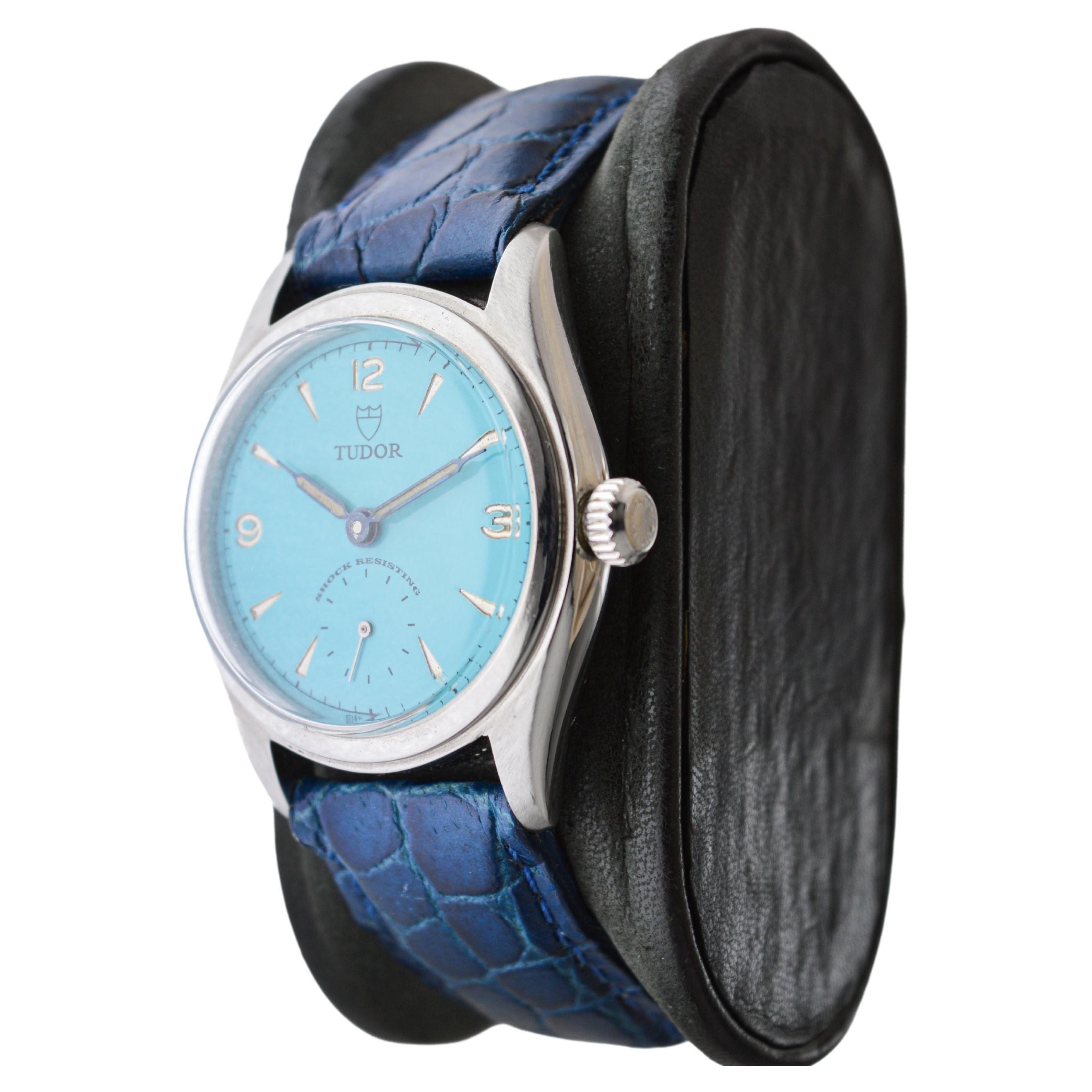 Tudor in acciaio inossidabile del 1956 con finitura personalizzata sul quadrante originale in vendita 1