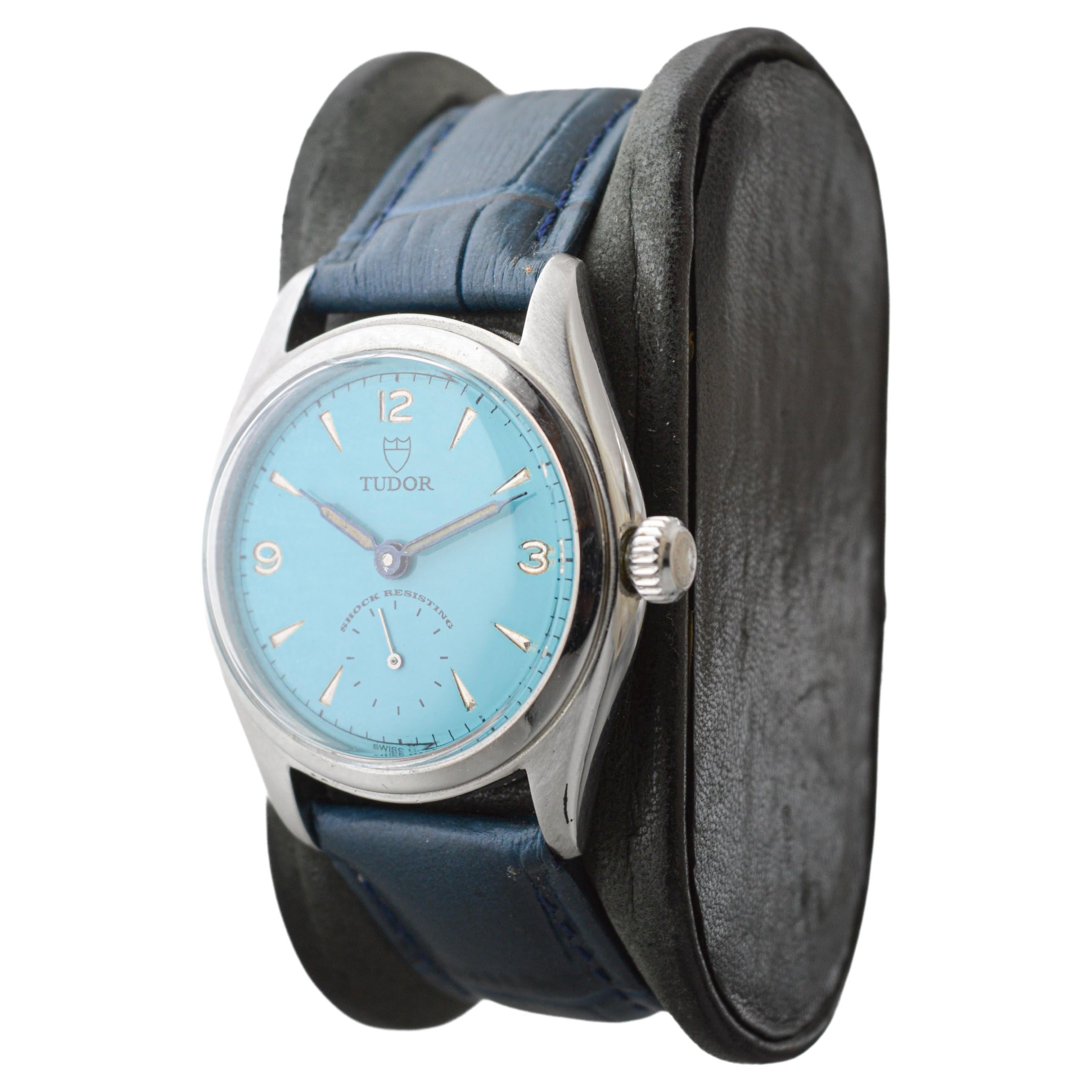 Tudor in acciaio inossidabile del 1956 con finitura personalizzata sul quadrante originale in vendita 1