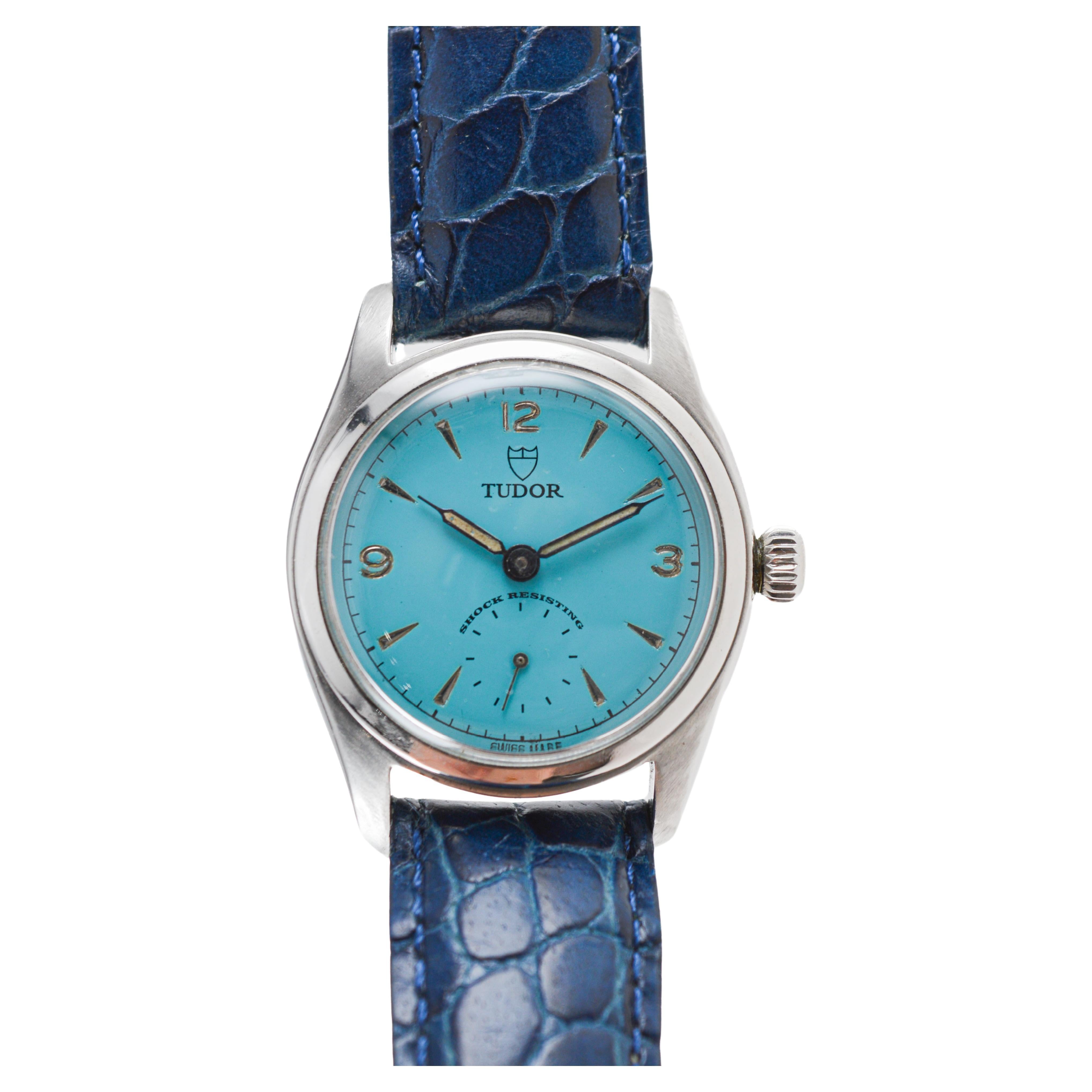 Tudor in acciaio inossidabile del 1956 con finitura personalizzata sul quadrante originale in vendita 2