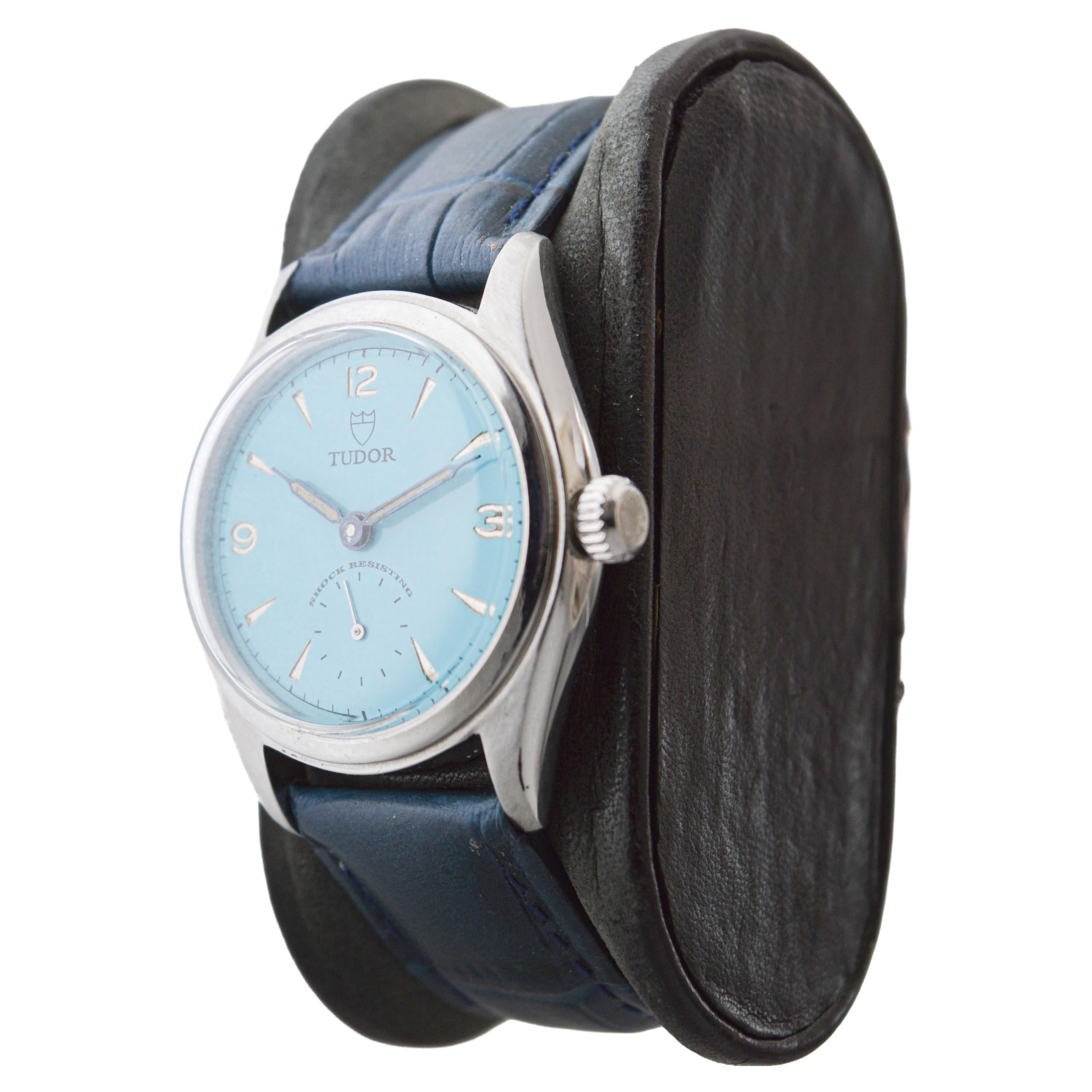 Tudor in acciaio inossidabile del 1956 con finitura personalizzata sul quadrante originale in vendita 2