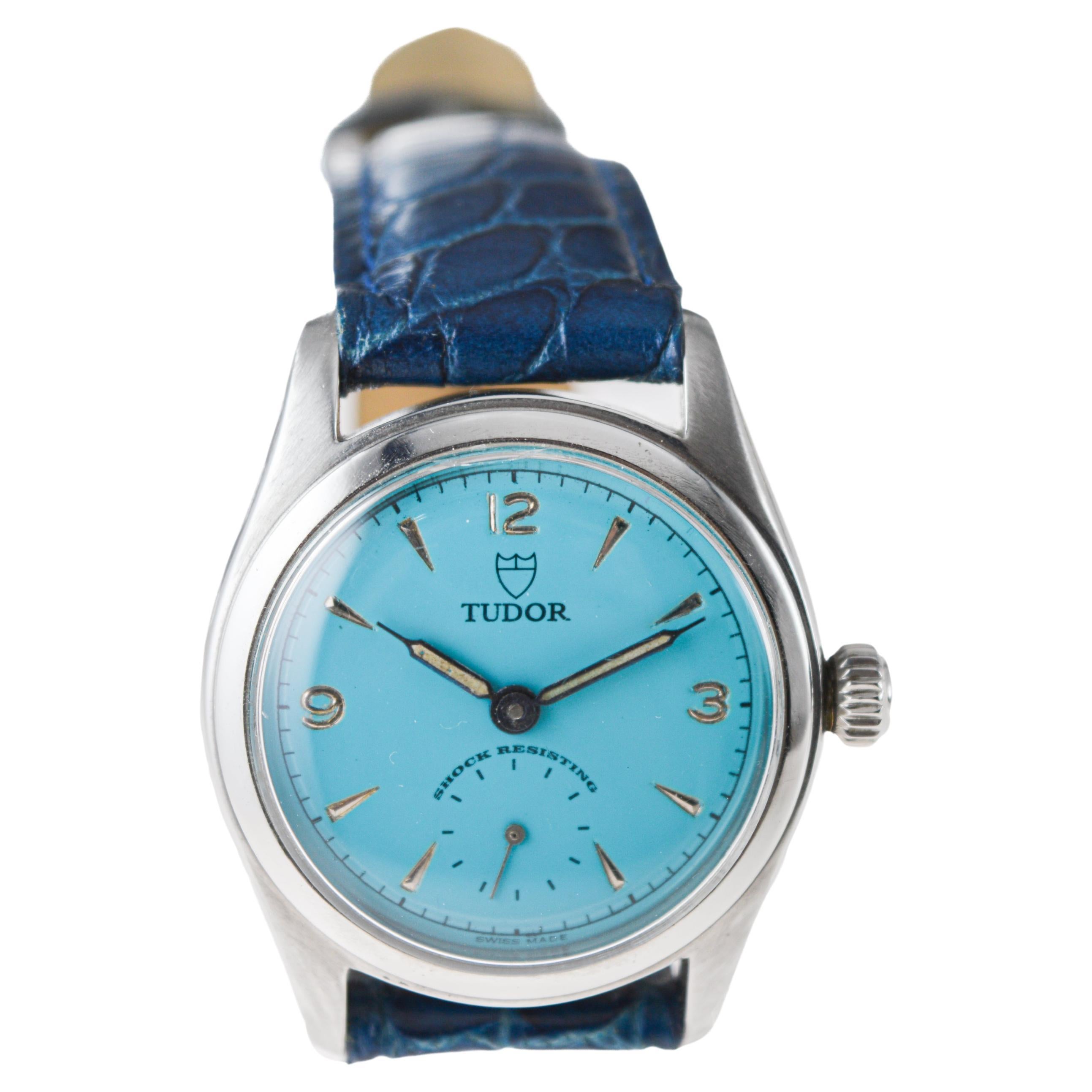 Tudor in acciaio inossidabile del 1956 con finitura personalizzata sul quadrante originale in vendita 3