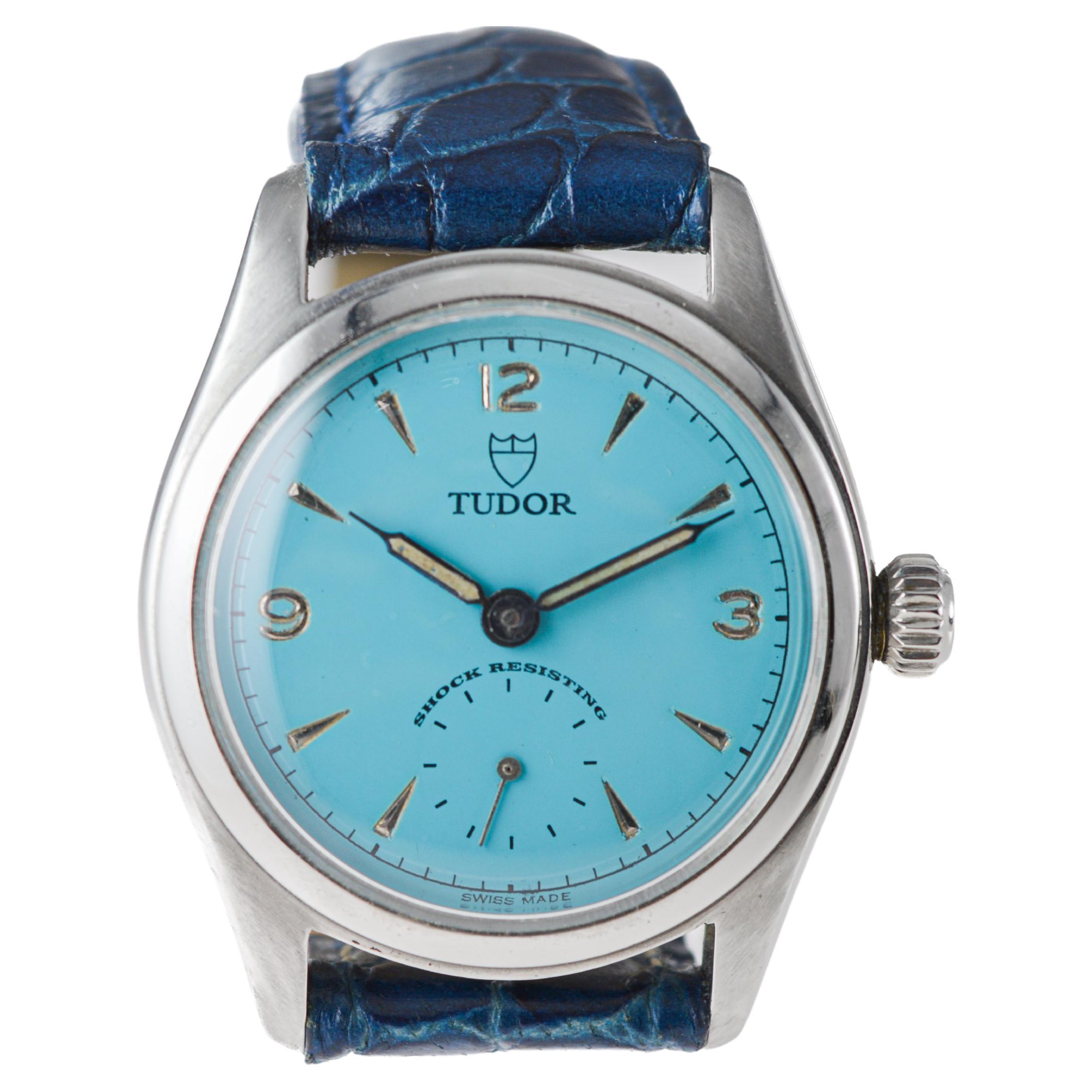 Tudor in acciaio inossidabile del 1956 con finitura personalizzata sul quadrante originale in vendita 4