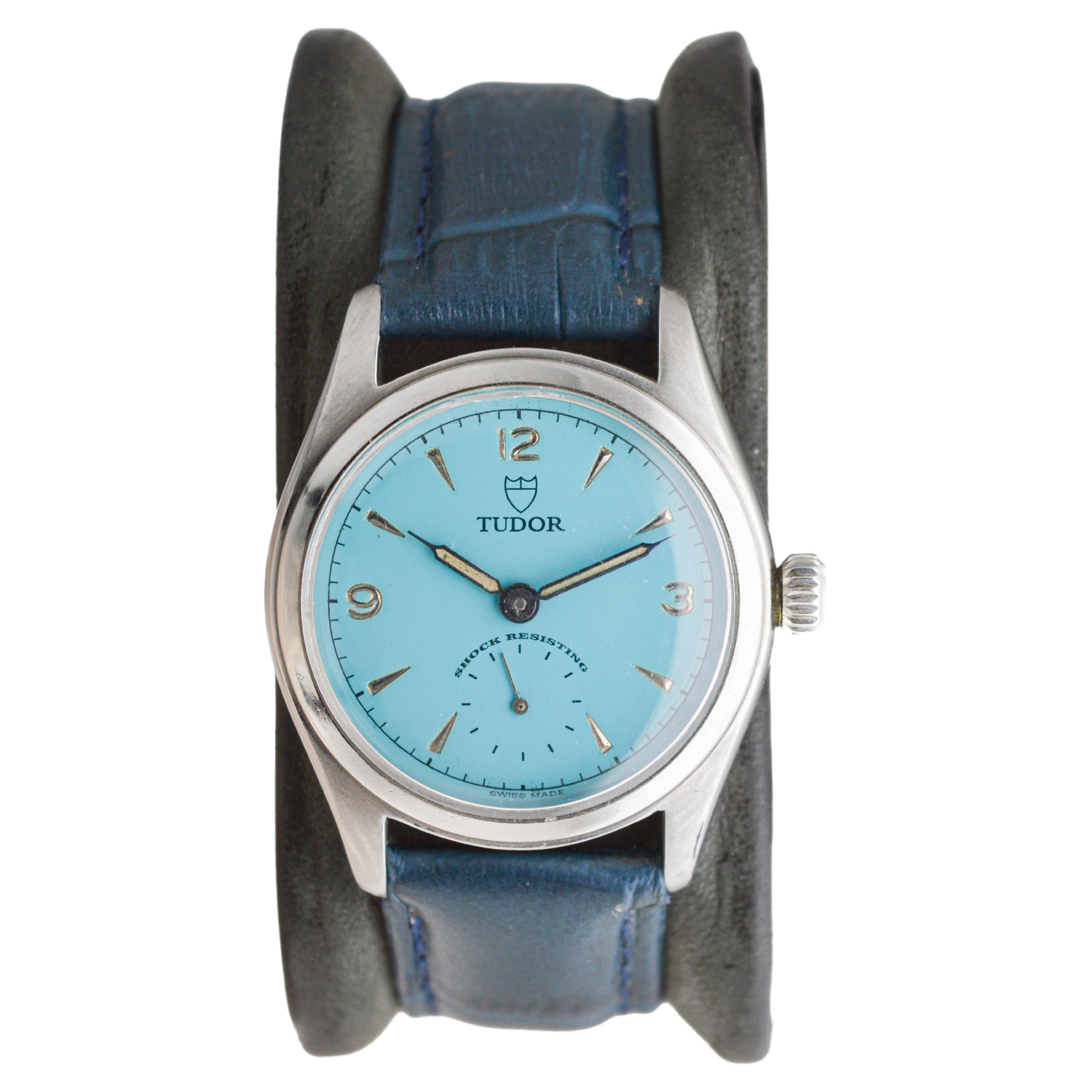 Tudor Stainless Steel From 1956 with Custom Finish on the Original Dial
