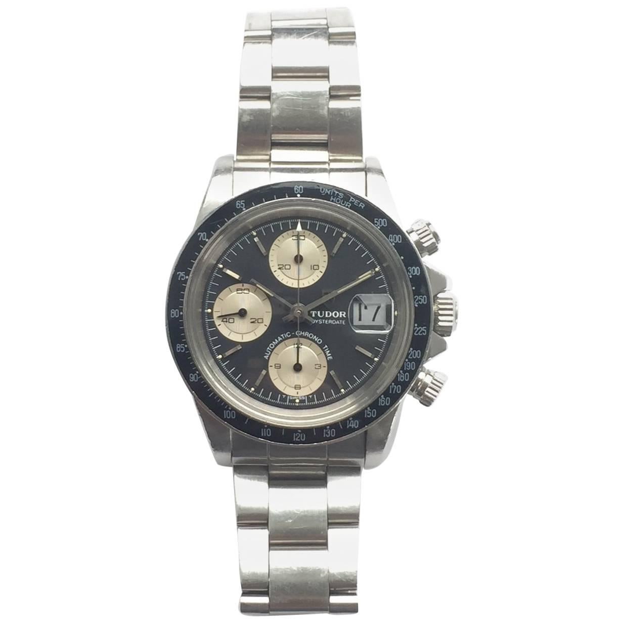 Tudor Stainless Steel Oysterdate Big Block Chronograph Wristwatch, 1970s