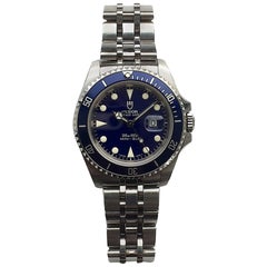 Vintage Tudor Stainless Steel Prince Date Blue Mini-Submariner Wristwatch