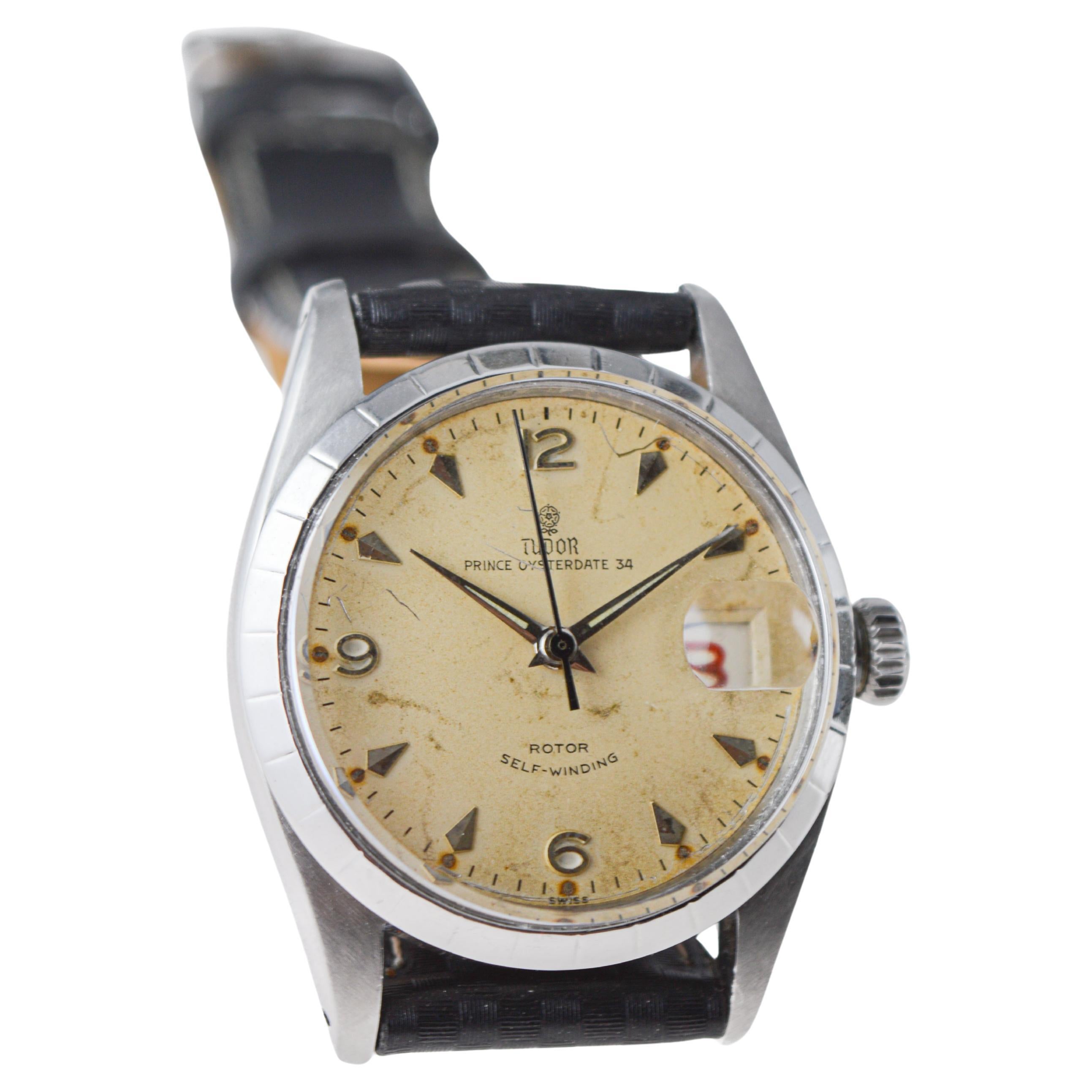 Tudor Stainless Steel Prince Oysterdate 34 circa 1950's For Sale 1