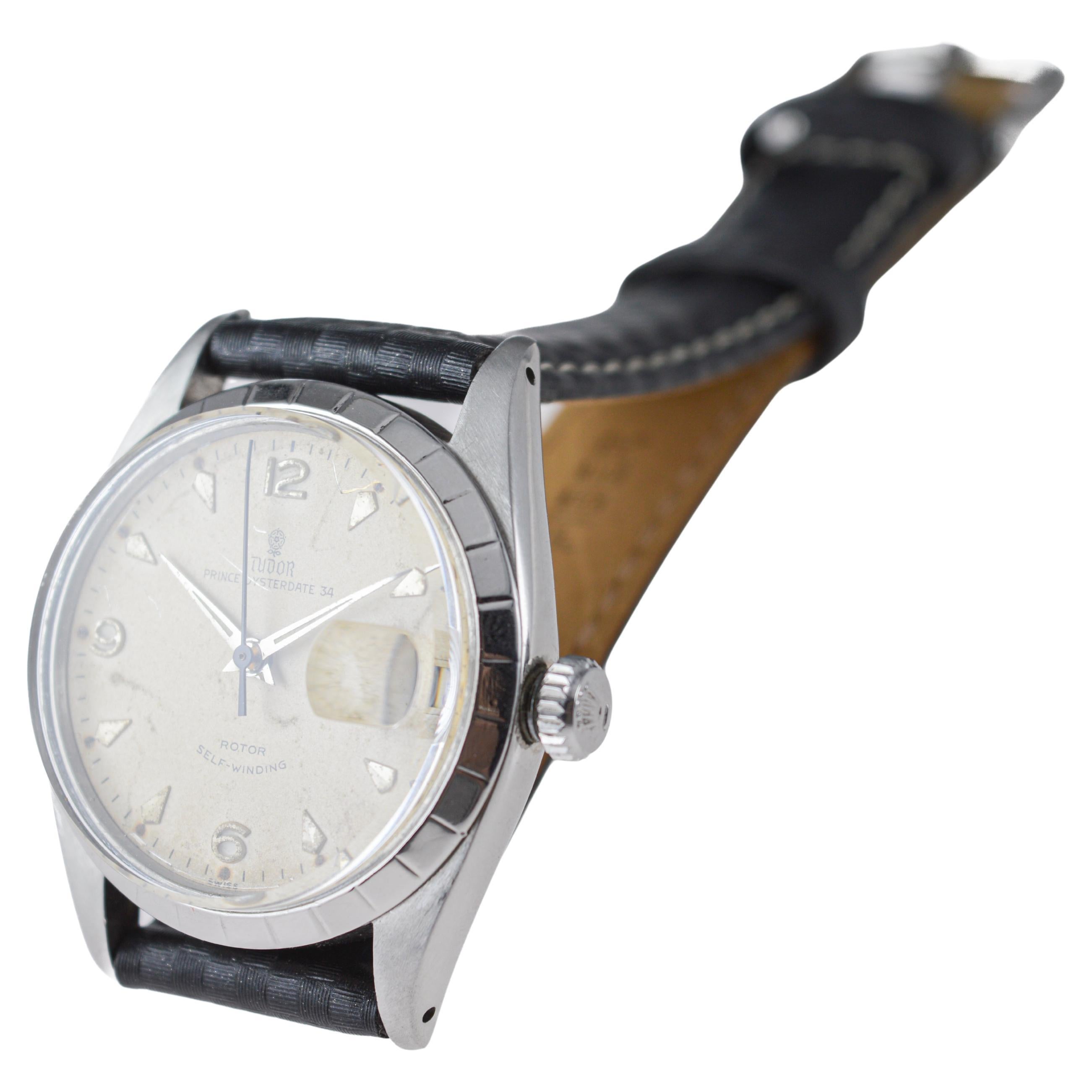 Tudor Stainless Steel Prince Oysterdate 34 circa 1950's For Sale 3