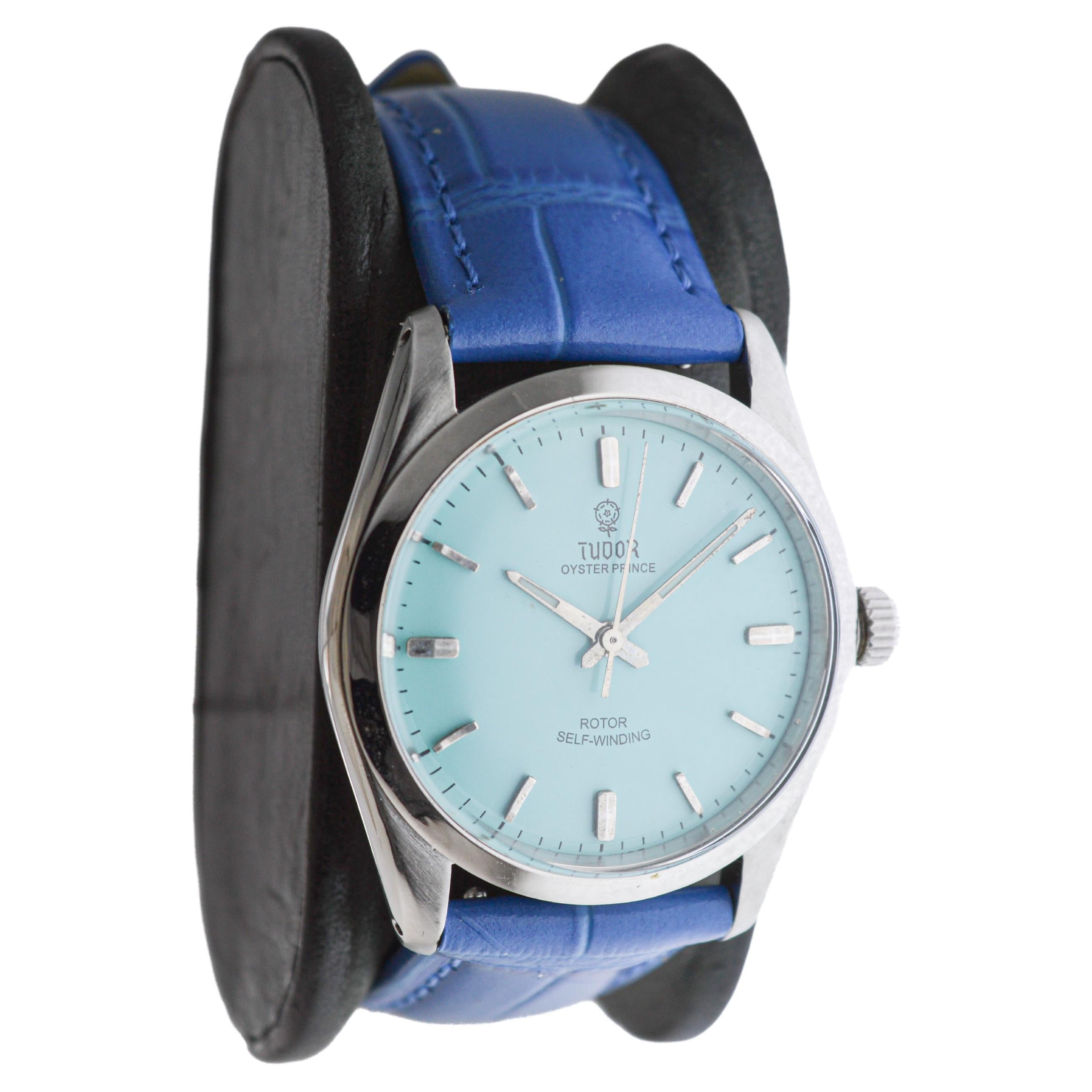 Modernist Tudor Stainless Steel with Custom Finish on the Original Dial Original Bracelet