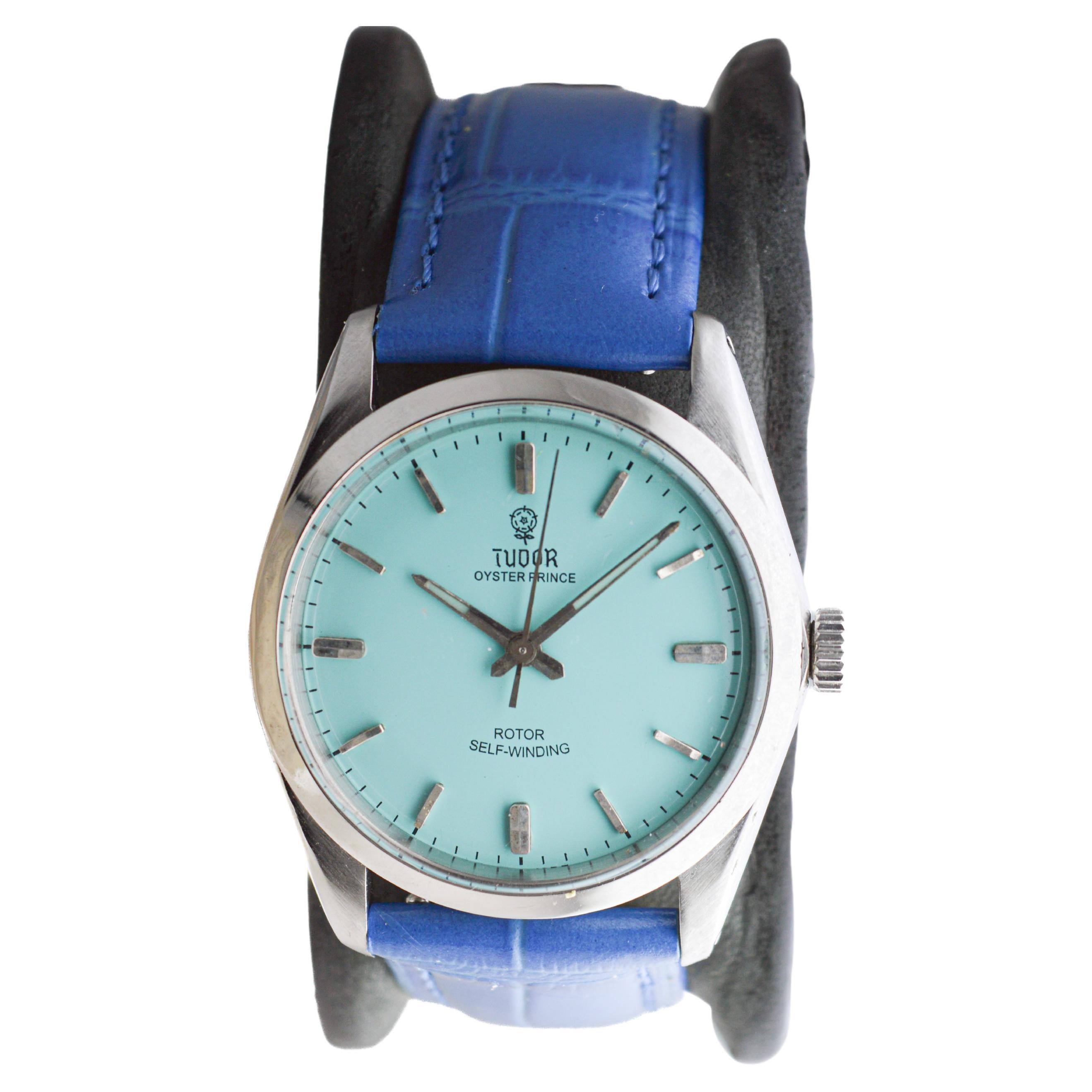 Women's or Men's Tudor Stainless Steel with Custom Finish on the Original Dial Original Bracelet