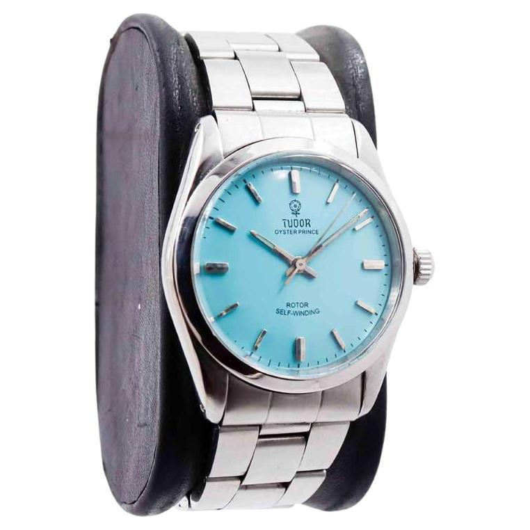 Tudor Stainless Steel with Custom Finish on the Original Dial Original Bracelet For Sale