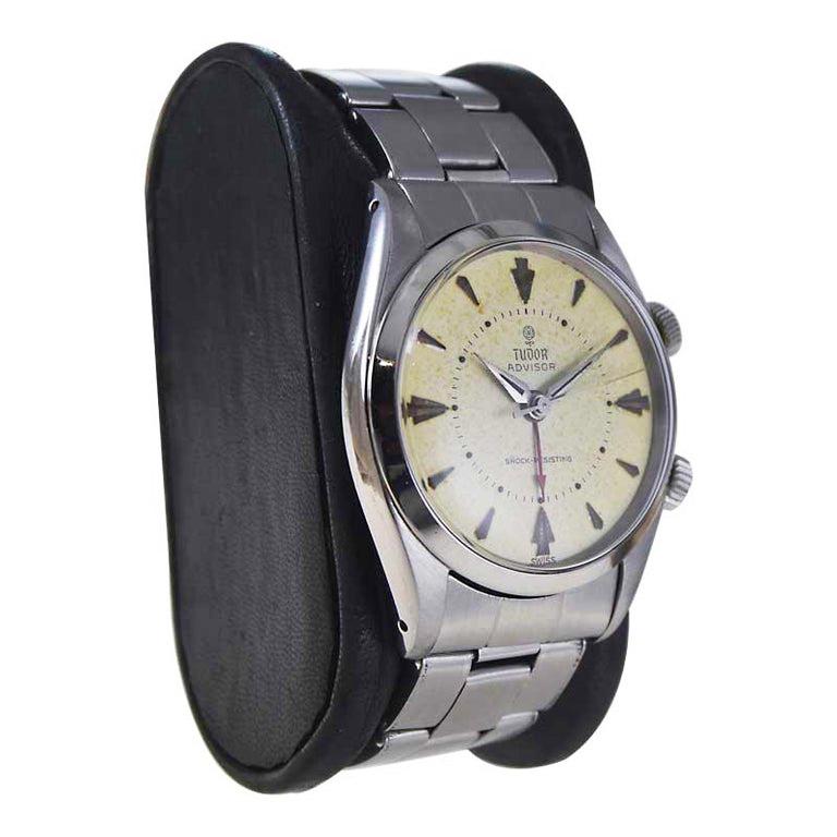 FACTORY / HOUSE: Tudor Watch Company
STYLE / REFERENCE: Advisor Alarm / Reference 7926
METAL / MATERIAL: Stainless Steel 
CIRCA / YEAR: 1958
DIMENSIONS / SIZE: Length 42mm x Diameter 34mm
MOVEMENT / CALIBER: Manual Winding / 17 Jewels / Caliber
