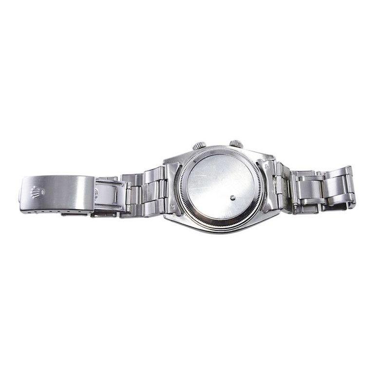 Tudor Steel Advisor Alarm Watch with Original Riveted Link Bracelet from 1958 For Sale 2