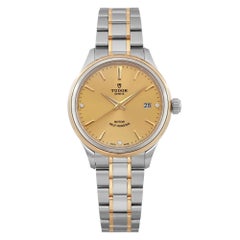 Tudor Style 18K Yellow Gold Steel 38mm Champagne Diamond Dial Watch 12503-0004