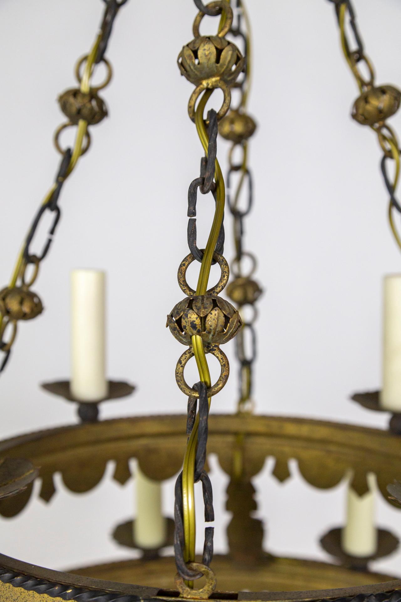 Tudor Style 2-Tier Tole Ring Chandelier For Sale 3