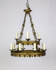 Tudor Style 2-Tier Tole Ring Chandelier