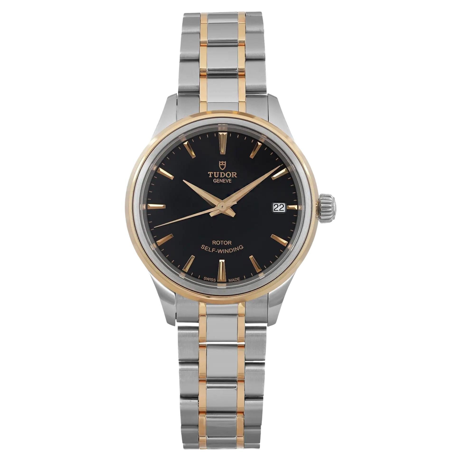Reloj Tudor Style 28 de oro amarillo de 18 quilates, acero, esfera negra con bastones, para señora 12103-0003