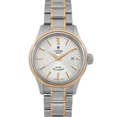 Tudor Style 28 18k Yellow Gold Steel Silver Dial Ladies Watch 12103-0002