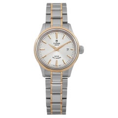 Tudor Style 28 18k Yellow Gold Steel Silver Dial Ladies Watch 12103-0002