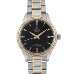 Tudor Style 34mm Gold Steel Black Dial Ladies Automatic Ladies Watch 12303-0003