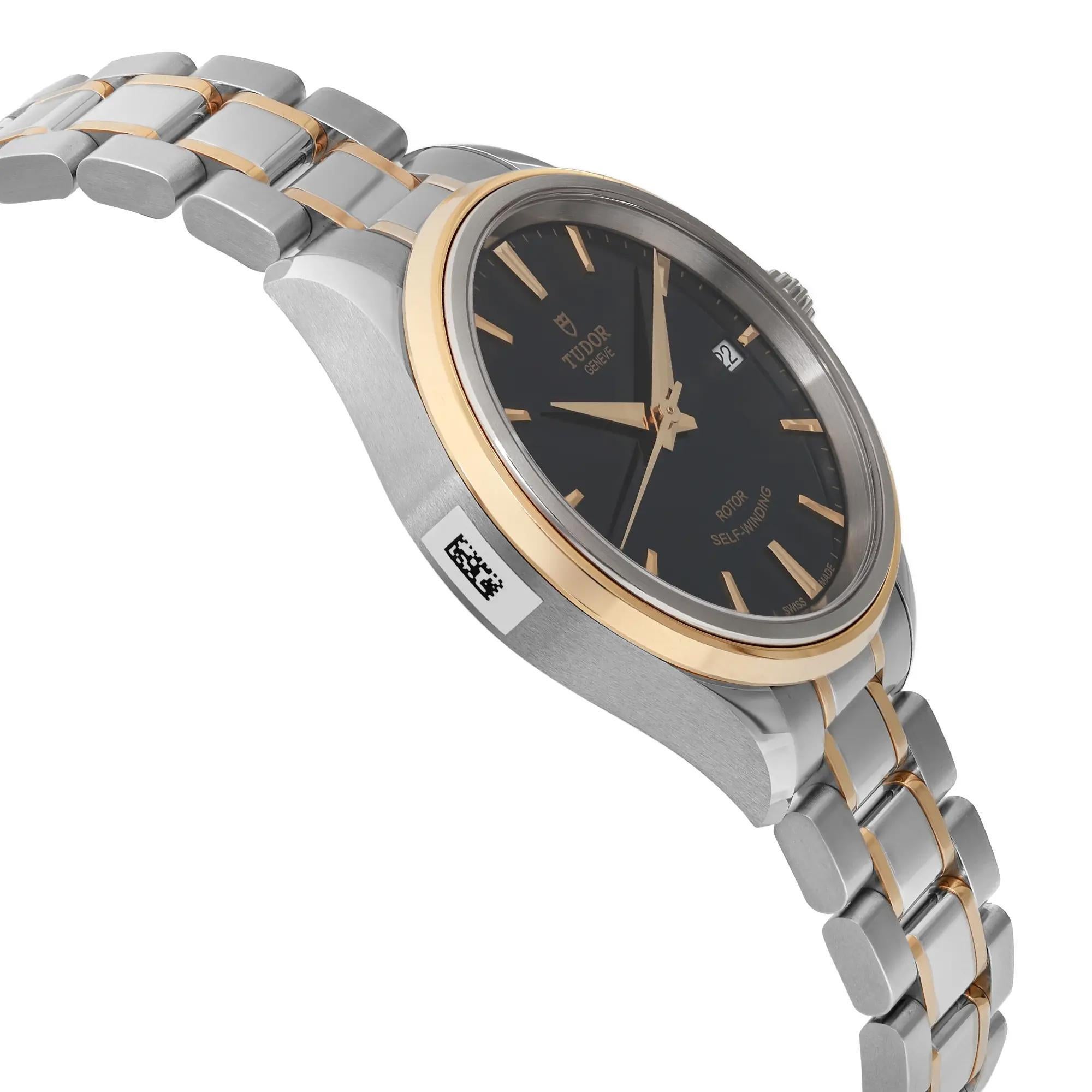 Women's Tudor Style 34mm Gold Steel Black Dial Ladies Automatic Ladies Watch 12303-0003 For Sale