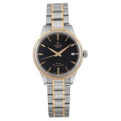 Tudor Style 34mm Gold Steel Black Dial Ladies Automatic Ladies Watch 12303-0003