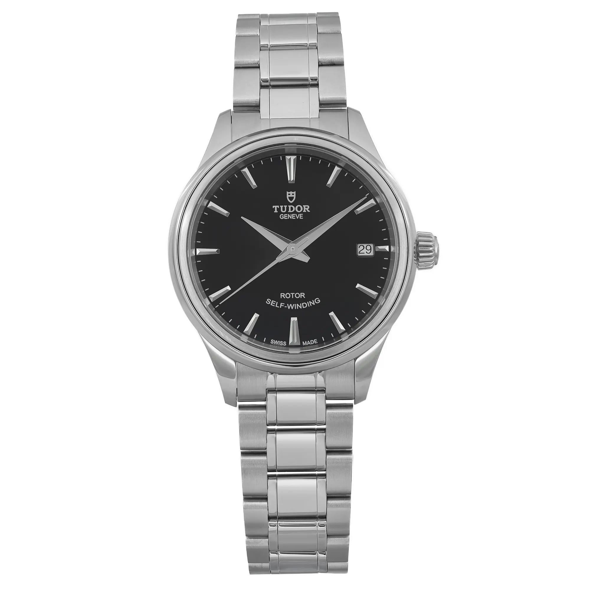 Tudor Style 34mm Stainless Steel Black Dial ladies Automatic Watch 12300-0002