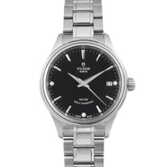 Tudor Style 34mm Stainless Steel Diamond Black Dial ladies Watch 12300-0004