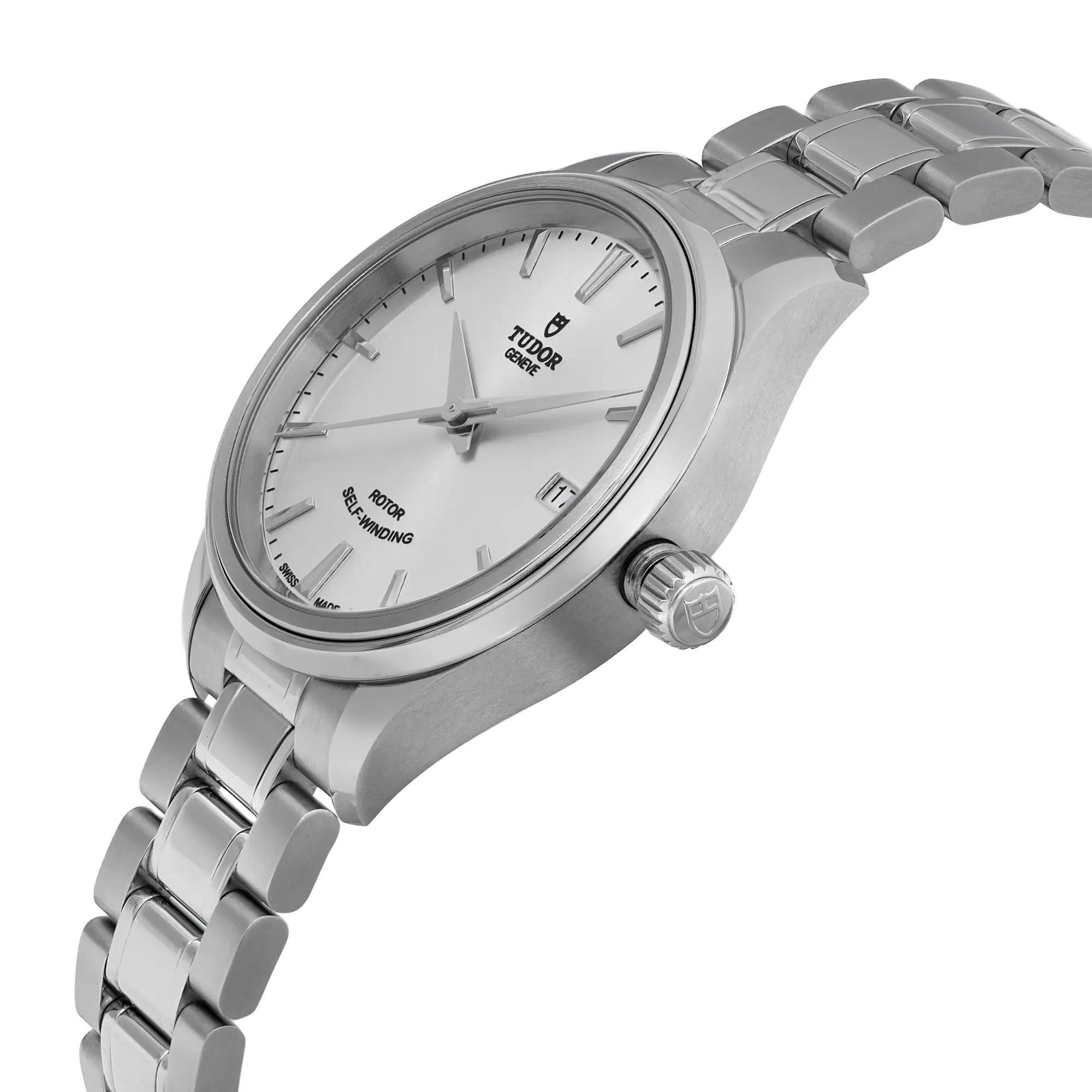 Tudor Style 34mm Stainless Steel Silver Dial ladies Automatic Watch 12300-0001 In New Condition In New York, NY