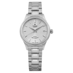Tudor Style 34mm Stainless Steel Silver Diamond Dial ladies Watch 12300
