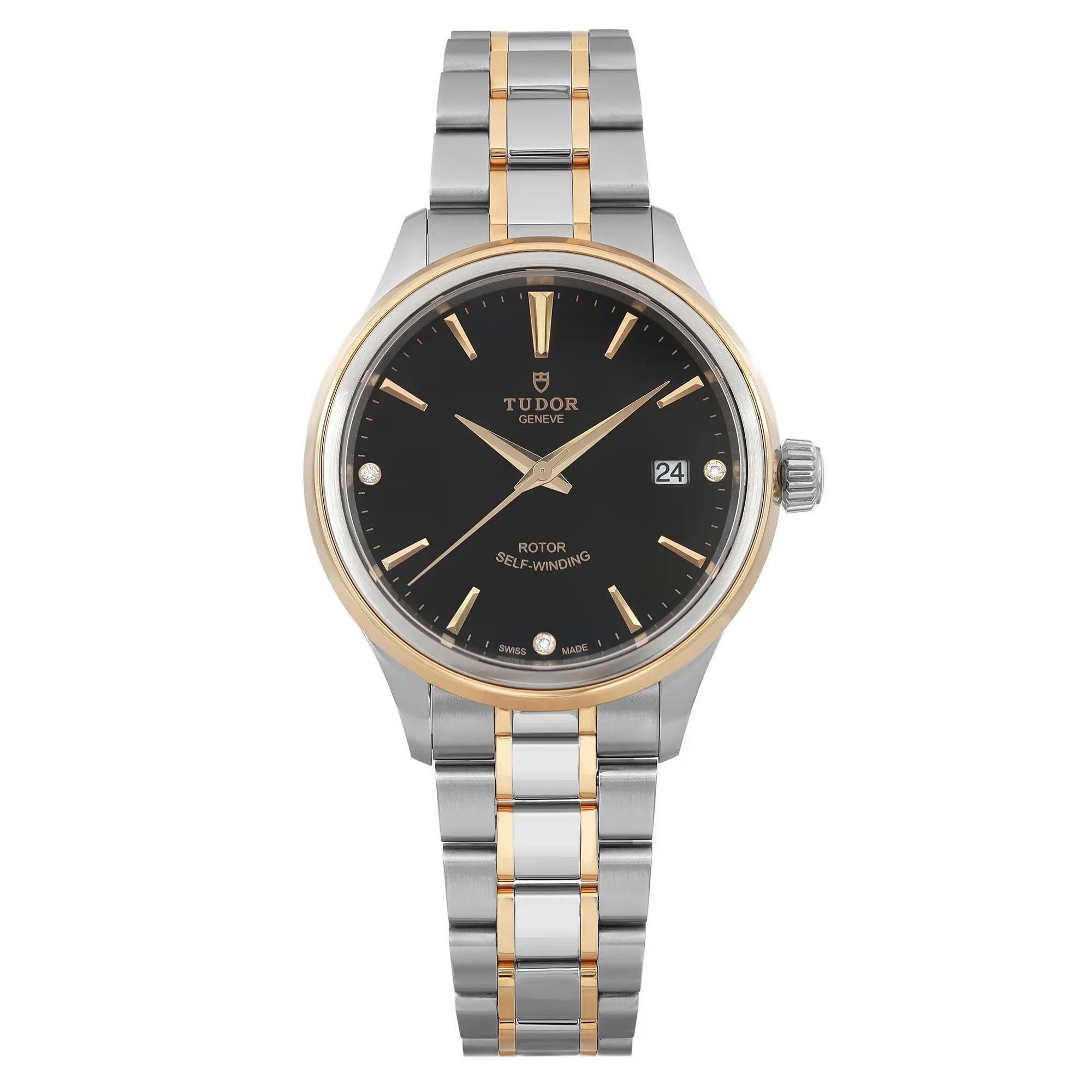 Reloj Tudor Style 38mm Acero Oro Amarillo 18K Esfera Diamante Negro 12503-0006
