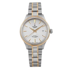 Tudor Style 38mm 18K Yellow Gold Steel Silver Dial Automatic Watch 12503-0002
