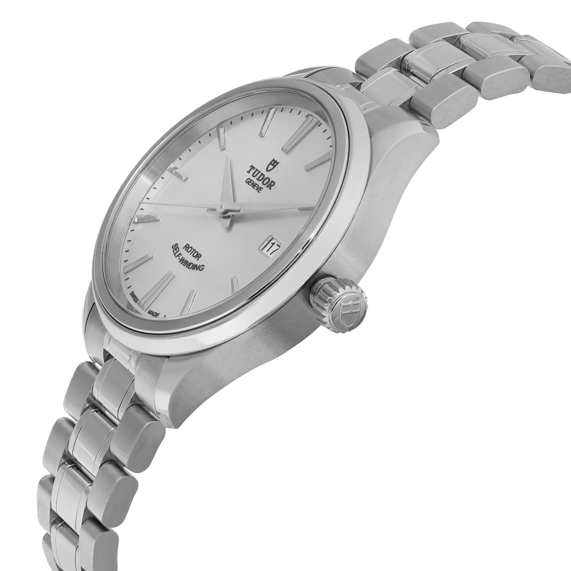 Tudor Style 38mm Stainless Steel Silver Dial Men Automatic Watch 12500-0001 In New Condition In New York, NY