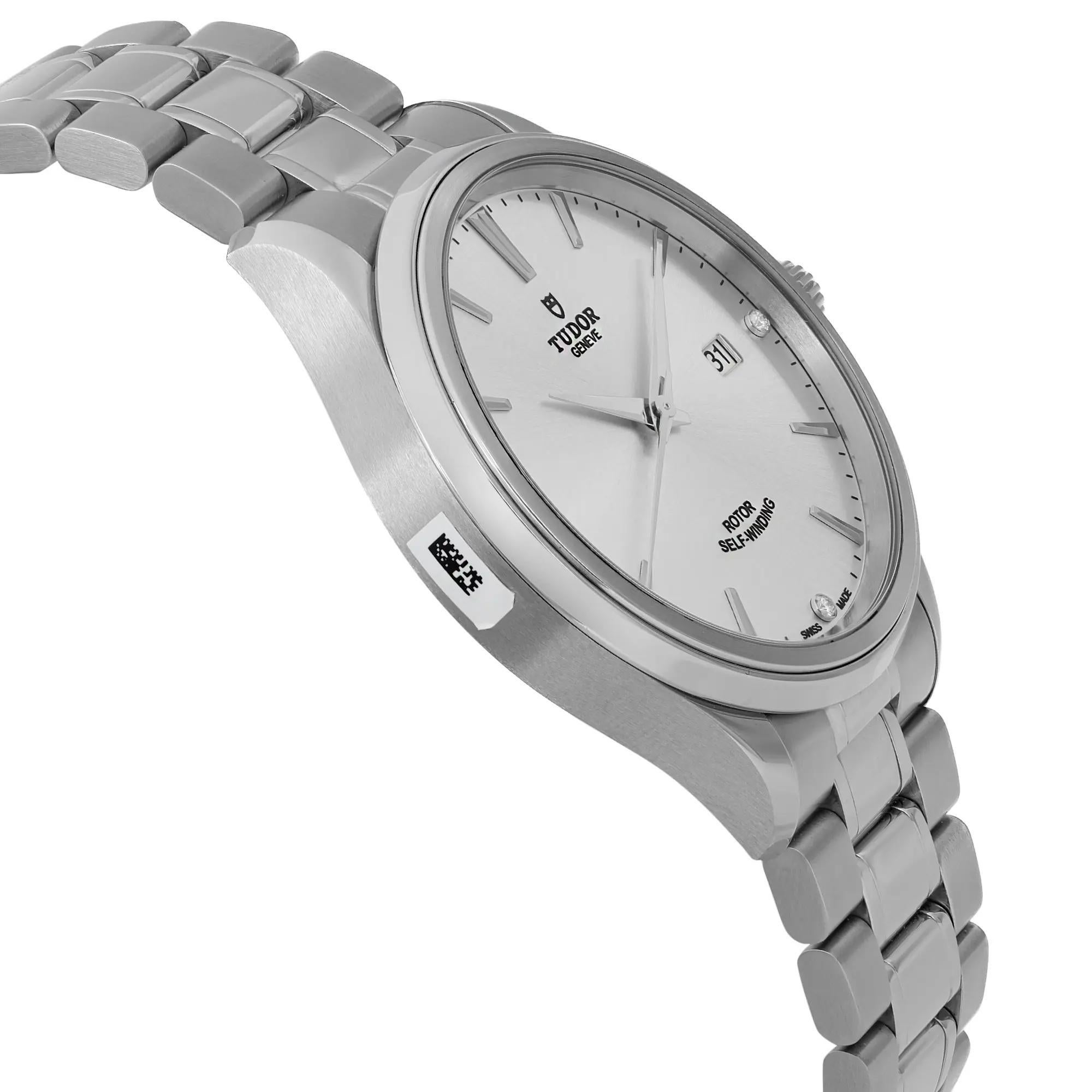 Men's Tudor Style 41 mm Steel Silver Diamond Dial Men Automatic Watch 12700-0003