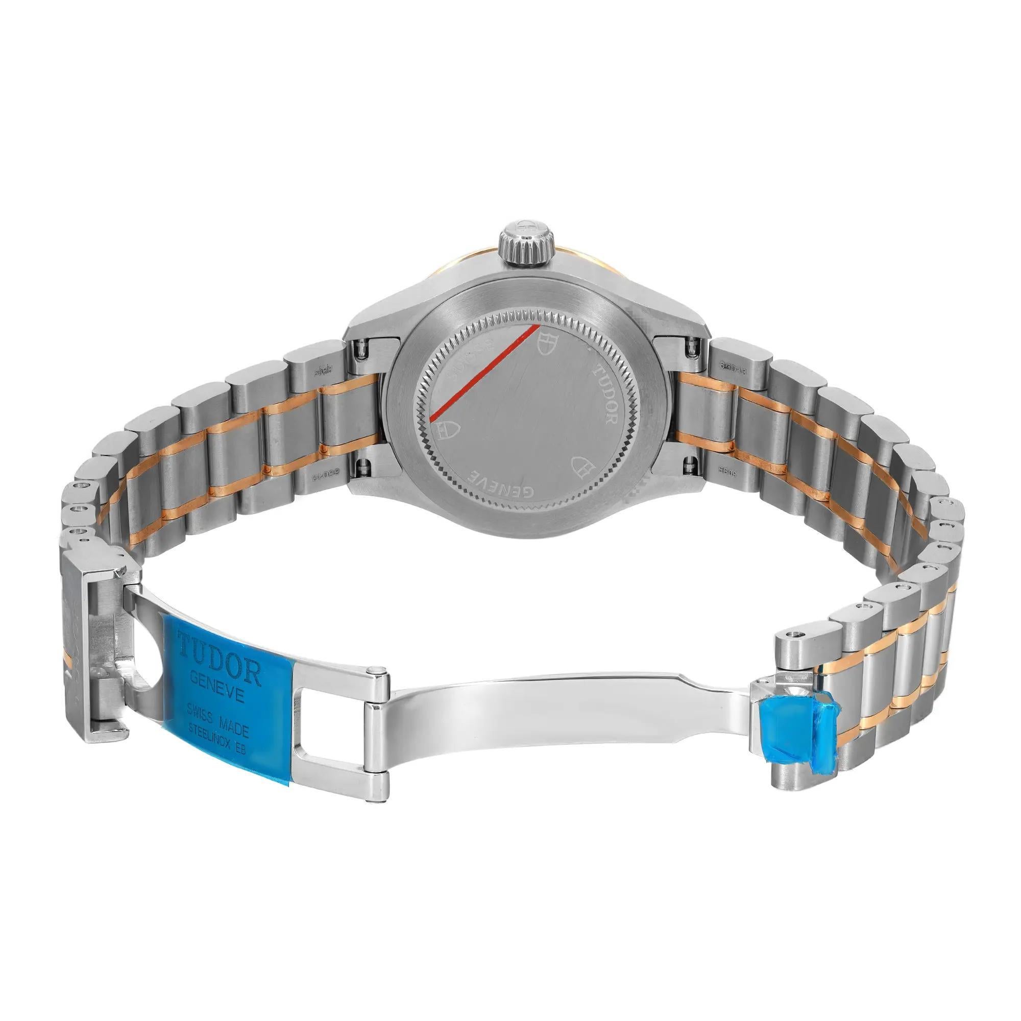 Tudor Style 41mm 18k Yellow Gold Steel Silver Diamond Dial Men Watch 12703-0005 en vente 1