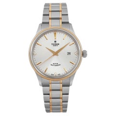 Tudor Style 41mm 18k Yellow Gold Steel Silver Diamond Dial Men Watch 12703-0005